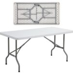 BLOW Τραπέζι Catering Πτυσσόμενο, Μέταλλο Γκρι, HDPE Άσπρο 45mm 152x76x74cm