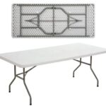 BLOW Τραπέζι Catering Πτυσσόμενο, Μέταλλο Βαφή Γκρι, HDPE Άσπρο 45mm 183x76x74cm
