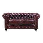 CHESTERFIELD Birmingham Καναπές 2Θέσιος Σαλονιού Καθιστικού, Δέρμα Antique Red 155x91x74cm