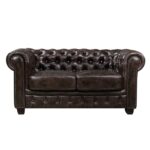 CHESTERFIELD Birmingham Καναπές 2Θέσιος Σαλονιού Καθιστικού,Δέρμα Απόχρωση Καφέ 155x91x74cm