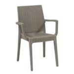 DAFNE Πολυθρόνα Τραπεζαρίας Κήπου Στοιβαζόμενη, PP Rattan Look UV Protection, Tortora 54x55x85cm