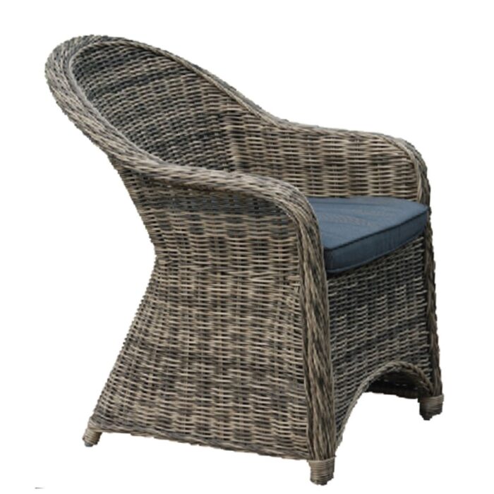 MONTANA Πολυθρόνα Τραπεζαρίας Κήπου ALU, Wicker Φ5mm Grey Brown,Μαξιλάρι Ανθρακί 60x72x85cm - Image 2
