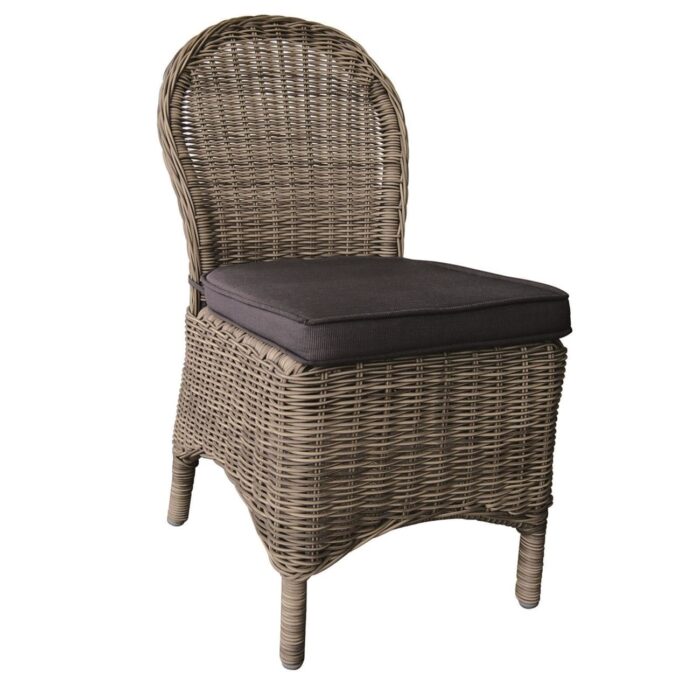 MONTANA Καρέκλα Τραπεζαρίας Κήπου ALU, Φ5mm Round Wicker Grey Brown, Μαξιλάρι Ανθρακί 48x65x91cm - Image 2