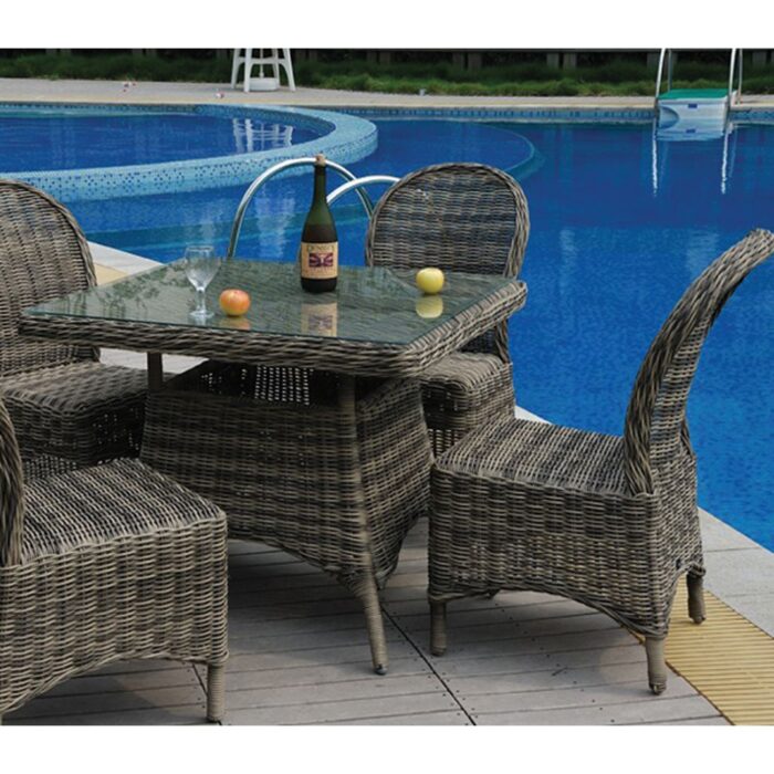 MONTANA Καρέκλα Τραπεζαρίας Κήπου ALU, Φ5mm Round Wicker Grey Brown, Μαξιλάρι Ανθρακί 48x65x91cm - Image 3