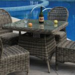 MONTANA Τραπέζι Dining Κήπου-Βεράντας ALU, Φ5mm Round Wicker Grey Brown 90x90 H.75cm - Image 2