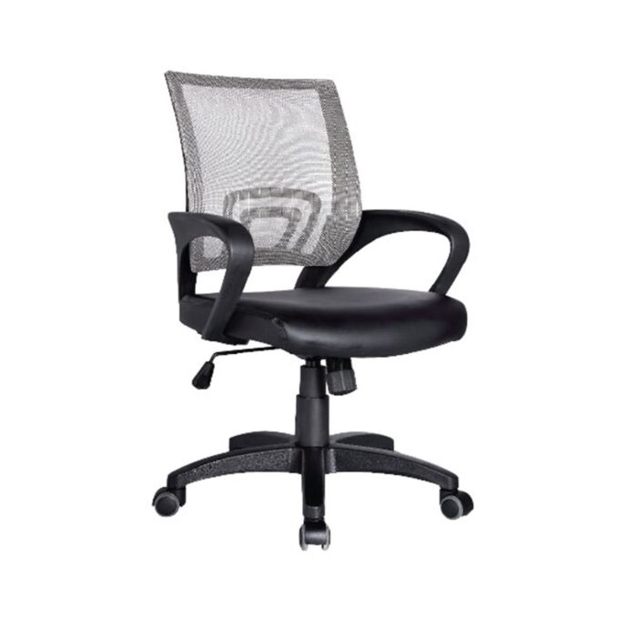 BF2101 Πολυθρόνα-Pro Γραφείου με Ανάκλιση, Γκρι Mesh - Μαύρο PU 57x56x84/94cm - Image 2