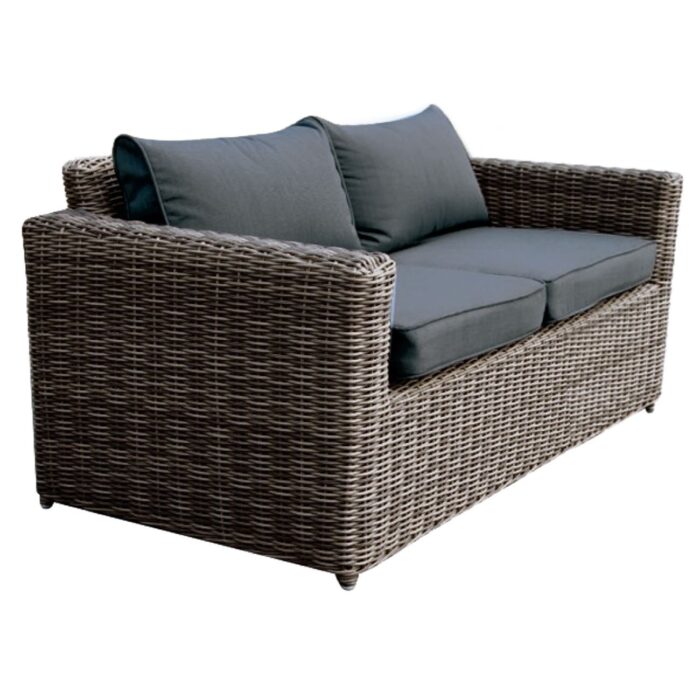 ARIZONA 2Θέσιος Καναπές Κήπου ALU, 4mm Half-Round Wicker Grey Brown, Μαξιλάρια Ανθρακί 138x77x73cm - Image 2