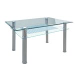 VERON Τραπέζι Τραπεζαρίας Κουζίνας Inox - Γυαλί 90x60x75cm - Image 2