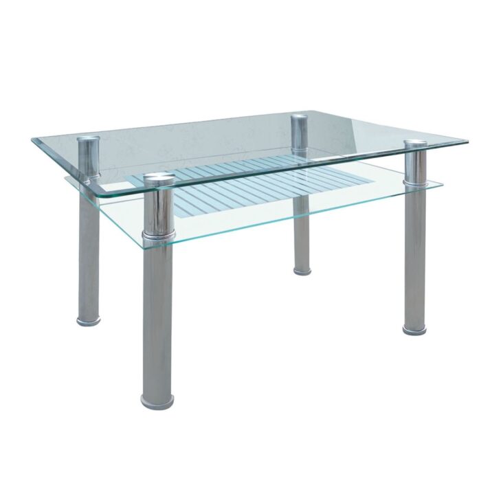 VERON Τραπέζι Τραπεζαρίας Κουζίνας Inox - Γυαλί 90x60x75cm - Image 2