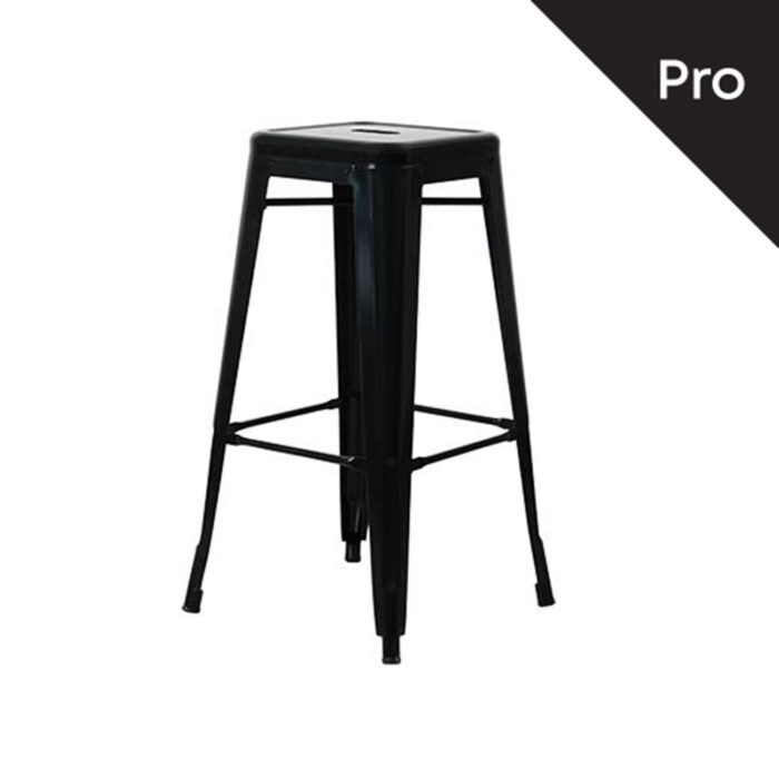 RELIX Σκαμπό Bar-Pro, Στοιβαζόμενο, Μέταλλο Βαφή Μαύρο 43x43 H.76cm - Image 2