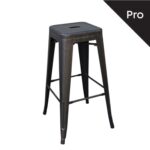 RELIX Σκαμπό Bar-Pro, Στοιβαζόμενο, Μέταλλο Βαφή Antique Black 43x43 H.76cm - Image 2