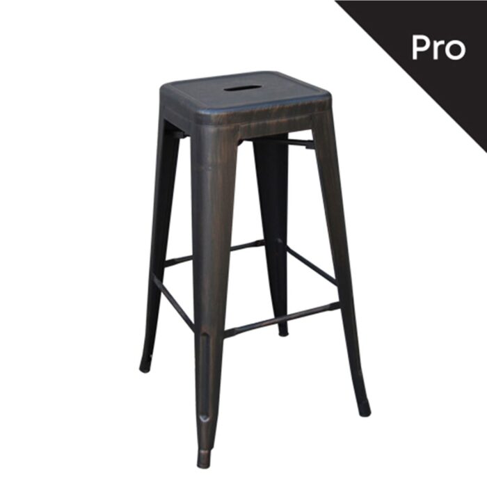 RELIX Σκαμπό Bar-Pro, Στοιβαζόμενο, Μέταλλο Βαφή Antique Black 43x43 H.76cm - Image 2