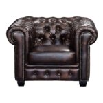 CHESTERFIELD Birmingham Πολυθρόνα Σαλονιού Καθιστικού,Δέρμα Απόχρωση Καφέ 103x92x72cm - Image 2