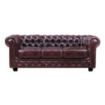 CHESTERFIELD Birmingham Καναπές 3Θέσιος Σαλονιού Καθιστικού, Δέρμα Antique Red 201x92x74cm - Image 2