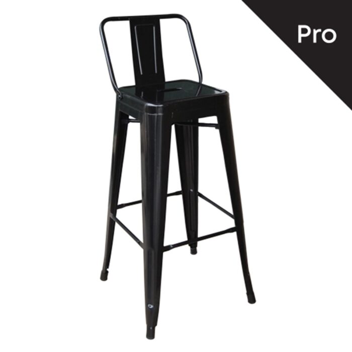 RELIX Σκαμπό Bar-Pro με Πλάτη, Μέταλλο Βαφή Μαύρο 43x43x76/100cm - Image 2