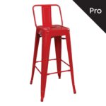 RELIX Σκαμπό Bar-Pro με Πλάτη, Μέταλλο Βαφή Κόκκινο 43x43x76/100cm - Image 2