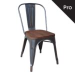 RELIX Wood Καρέκλα-Pro, Στοιβαζόμενη, Μέταλλο Βαφή Antique Black,Κάθισμα Dark Oak 45x51x85cm - Image 2