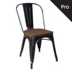RELIX Wood Καρέκλα-Pro, Στοιβαζόμενη, Μέταλλο Βαφή Μαύρο, Κάθισμα Dark Oak 45x51x85cm - Image 2