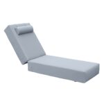 SUNLOUNGER Μαξιλάρι Ξαπλώστρας 20cm, Προσκέφαλο, Ύφασμα Water Repellent Γκρι, Φερμουάρ 196(78+118)x60x20cm - Image 2