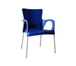 LARA Πολυθρόνα Pro Dining Στοιβαζόμενη, ALU Silver, PP - UV Protection Απόχρωση Μπλε 60x52x85cm