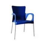 LARA Πολυθρόνα Pro Dining Στοιβαζόμενη, ALU Silver, PP - UV Protection Απόχρωση Μπλε 60x52x85cm