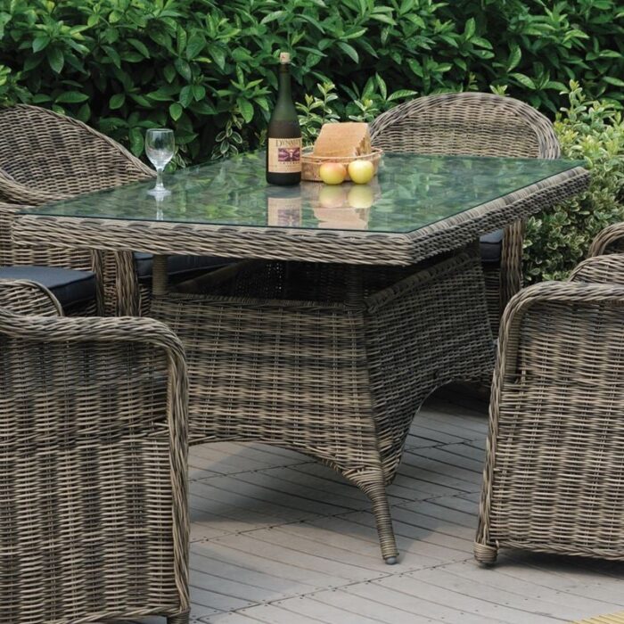 MONTANA Τραπέζι Dining Κήπου-Βεράντας ALU, Φ5mm Round Wicker Grey Brown 160x90 H.75cm - Image 1