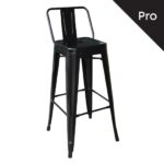 RELIX Σκαμπό Bar-Pro με Πλάτη, Μέταλλο Βαφή Μαύρο 43x43x76/100cm