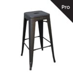 RELIX Σκαμπό Bar-Pro, Στοιβαζόμενο, Μέταλλο Βαφή Antique Black 43x43 H.76cm