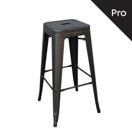 RELIX Σκαμπό Bar-Pro, Στοιβαζόμενο, Μέταλλο Βαφή Antique Black 43x43 H.76cm