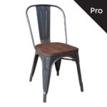 RELIX Wood Καρέκλα-Pro, Στοιβαζόμενη, Μέταλλο Βαφή Antique Black,Κάθισμα Dark Oak 45x51x85cm