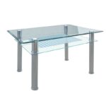 VERON Τραπέζι Τραπεζαρίας Κουζίνας Inox - Γυαλί 90x60x75cm