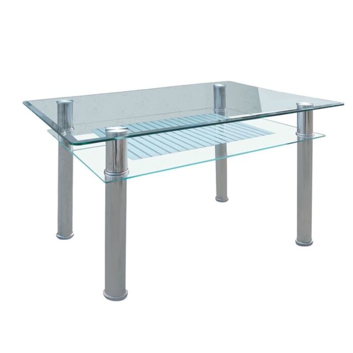 VERON Τραπέζι Τραπεζαρίας Κουζίνας Inox - Γυαλί 90x60x75cm - Image 1