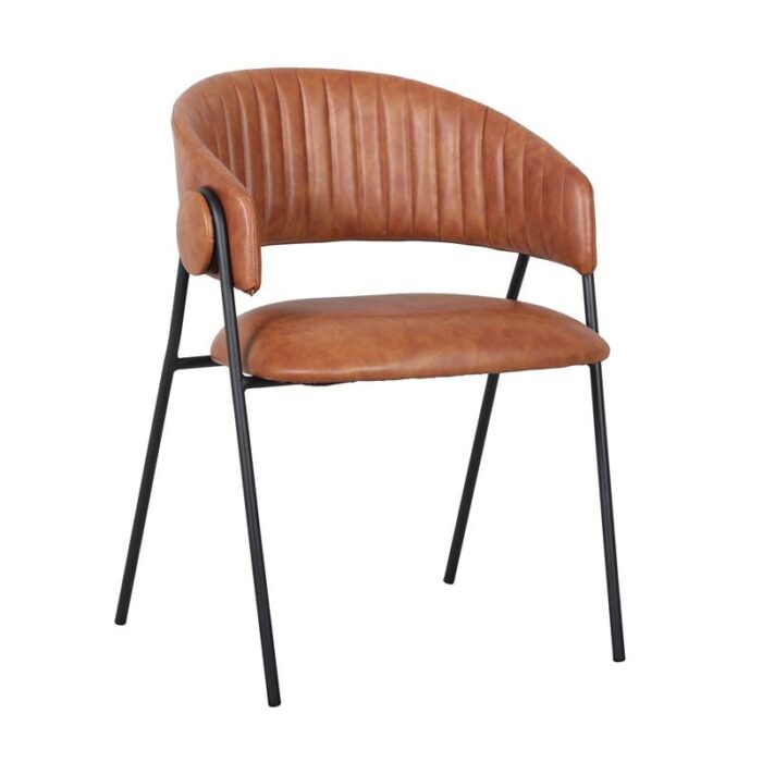 ALFRED Πολυθρόνα Μέταλλο Βαφή Μαύρο, PU Camel 57x55x76cm - Image 1