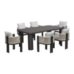 BOSTON Dining Set Τραπεζαρία Κήπου Βεράντας: Τραπέζι + 6 Πολυθρόνες Alu Ανθρακί - Μπεζ Table200x100x75-Chair:54x56x66