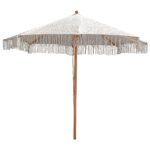 ΟΜΠΡΕΛΑ Ξύλινη - Οξιά Φ250cm, Πλεκτό Μακραμέ Μπεζ Φ250cm H2,5m (Pole Φ48mm) - Image 2