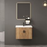 IDEA-3 Set Έπιπλο Κρεμαστό Μπάνιου Φυσικό, Καθρέπτης LED+ Πάγκος με Νιπτήρα και Μπαταρία 60x47x45cm / Mirror 50x60x2cm - Image 2