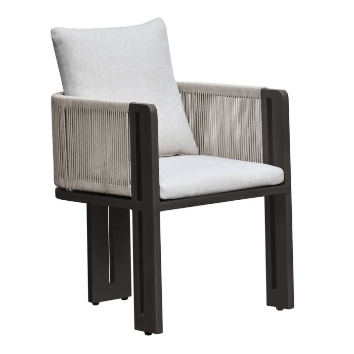 BOSTON Dining Set Τραπεζαρία Κήπου Βεράντας: Τραπέζι + 6 Πολυθρόνες Alu Ανθρακί - Μπεζ Table200x100x75-Chair:54x56x66 - Image 3