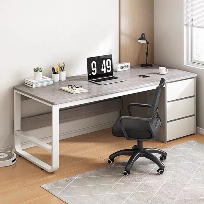 ΓΡΑΦΕΙΟ με 3 Συρτάρια Μέταλλο Βαφή Άσπρο - Grey 120x48x74cm - Image 1