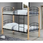 NORTON Κρεβάτι Κουκέτα Μέταλλο Βαφή Μαύρο, Ξύλο Φυσικό 97x201x160cm (Στρώμα 90x190cm) - Image 2