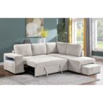 FLEXY Καναπές Αριστερή Γωνία - Κρεβάτι, με Χώρους Αποθήκευσης φωτιζόμενο, Ύφασμα Μπεζ 250x202x87cm H.91cm - Image 2