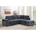 FLEXY Καναπές Αριστερή Γωνία - Κρεβάτι, με Χώρους Αποθήκευσης φωτιζόμενο, Ύφασμα Ανθρακί 250x202x87cm H.91cm - Image 2