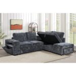 FLEXY Καναπές Αριστερή Γωνία - Κρεβάτι, με Χώρους Αποθήκευσης φωτιζόμενο, Ύφασμα Ανθρακί 250x202x87cm H.91cm - Image 4