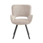 VETA Πολυθρόνα Περιστρεφόμενη, Μέταλλο Βαφή Μαύρο, Ύφασμα Μπεζ 58x58x84cm - Image 4