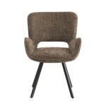 VETA Πολυθρόνα Περιστρεφόμενη, Μέταλλο Βαφή Μαύρο, Ύφασμα Καφέ 58x58x84cm - Image 4