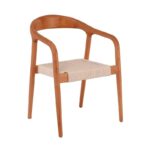 LEXY Πολυθρόνα Τραπεζαρίας Καρυδί, Κάθισμα Paper Rope 56x56x78cm