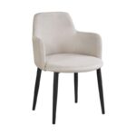 SOUL Πολυθρόνα Τραπεζαρίας Σαλονιού - Κουζίνας, Μέταλλο Βαφή Μαύρο, Ύφασμα Μπεζ 57x60x78cm