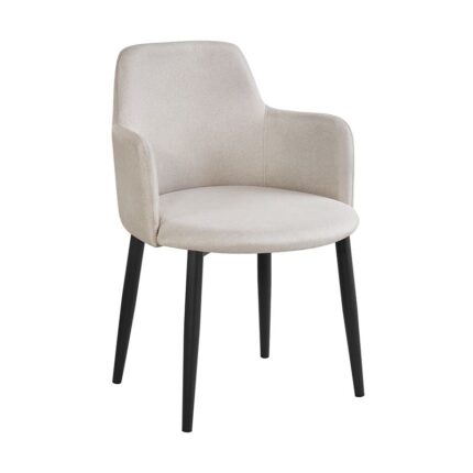 SOUL Πολυθρόνα Τραπεζαρίας Σαλονιού - Κουζίνας, Μέταλλο Βαφή Μαύρο, Ύφασμα Μπεζ 57x60x78cm