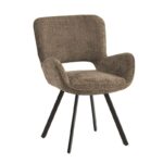 VETA Πολυθρόνα Περιστρεφόμενη, Μέταλλο Βαφή Μαύρο, Ύφασμα Καφέ 58x58x84cm