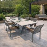 SIERRA Set Τραπεζαρία: Τραπέζι +6 Πολυθρόνες, Αλουμίνιο Γκρι, Επιφάνεια PSP White Oak Table:210x97x74 Chair:56x65x87 - Image 2